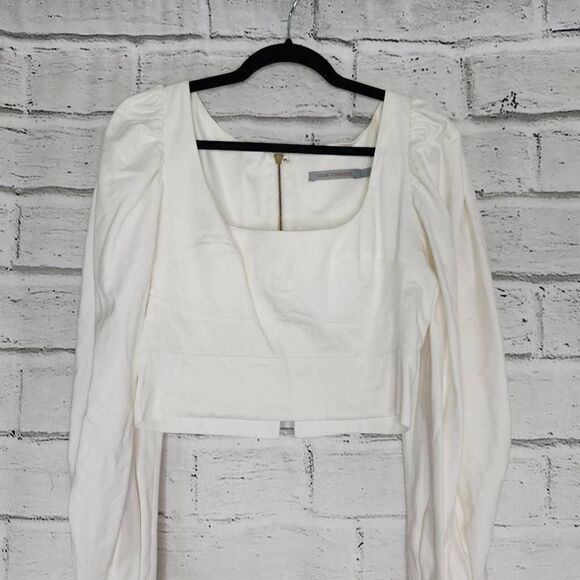 Silvia Tcherassi Cotton Blend Cropped Puff Sleeve Victoria Top White Size Large - Picture 1 of 12